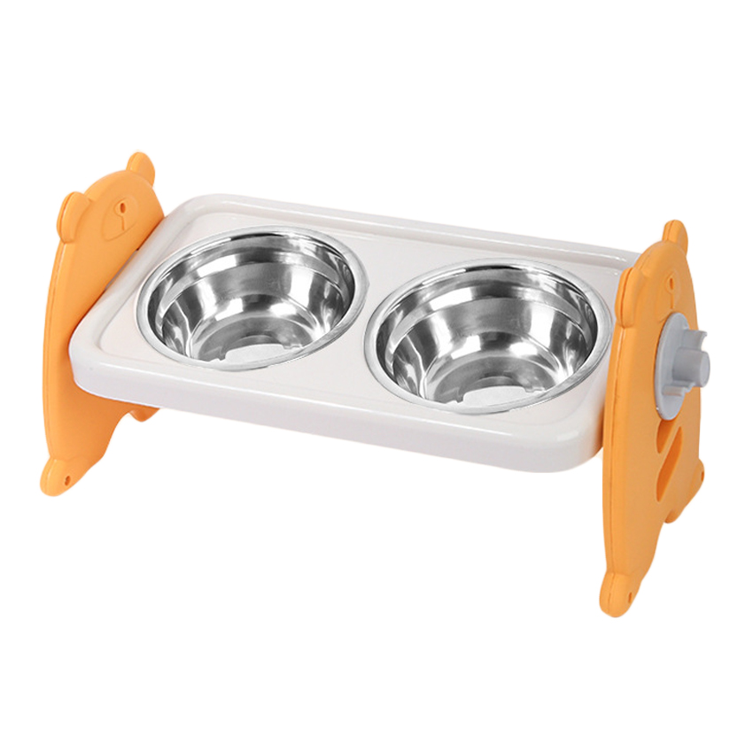 Adjustable Plastic Dog Bowl Tilted Cat Bowl Single Ceramic Double Stainless Steel Pet Feeder Bowls For Protect Pet Neck 2