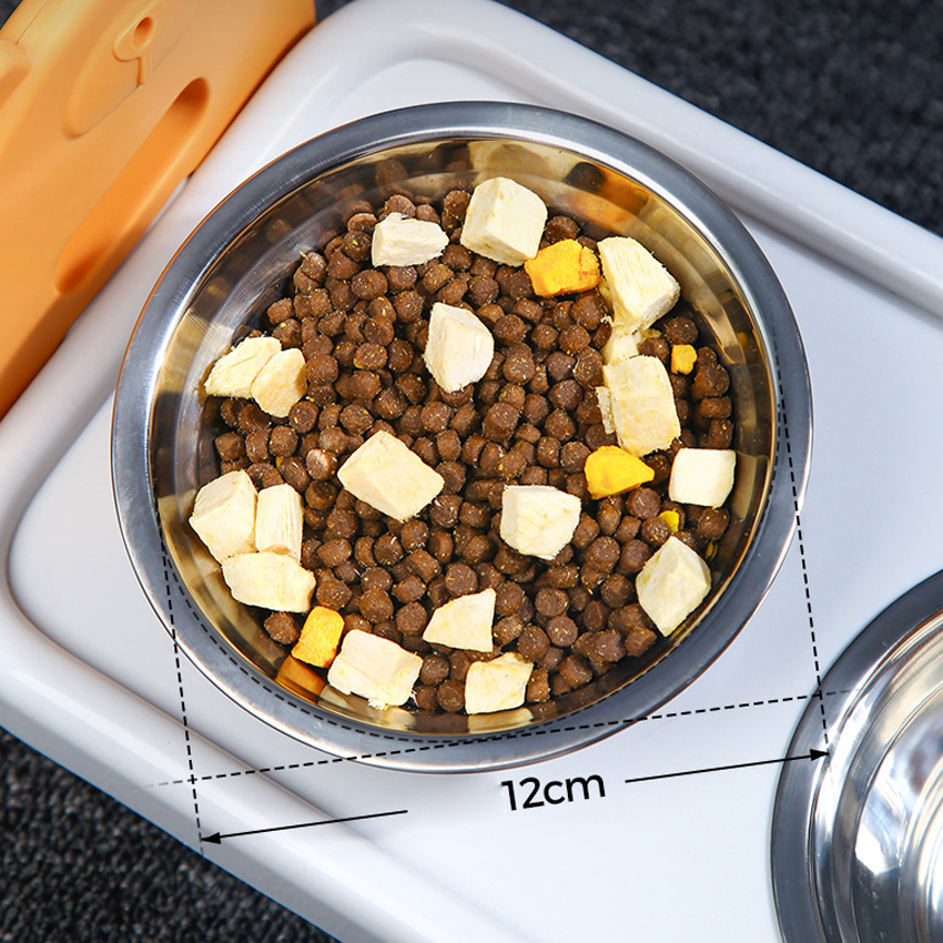 Adjustable Plastic Dog Bowl Tilted Cat Bowl Single Ceramic Double Stainless Steel Pet Feeder Bowls For Protect Pet Neck 12