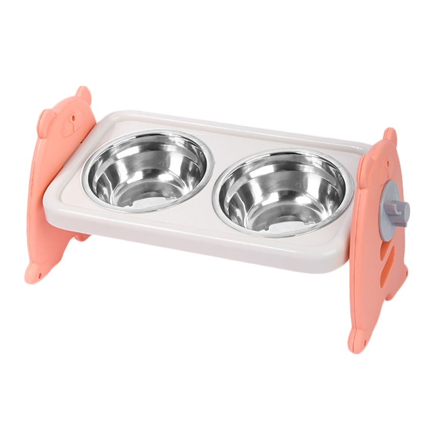 Adjustable Plastic Dog Bowl Tilted Cat Bowl Single Ceramic Double Stainless Steel Pet Feeder Bowls For Protect Pet Neck 14