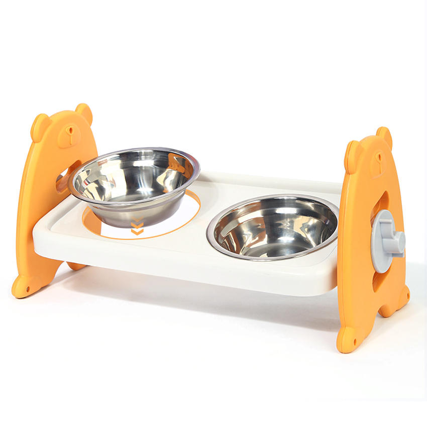 Adjustable Plastic Dog Bowl Tilted Cat Bowl Single Ceramic Double Stainless Steel Pet Feeder Bowls For Protect Pet Neck 11