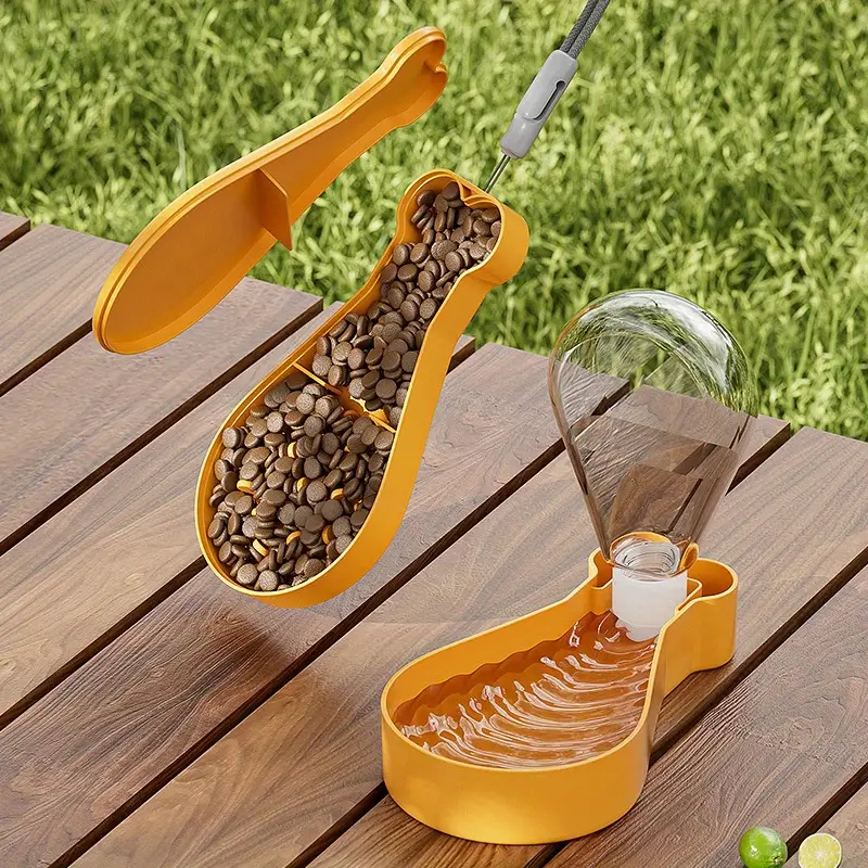 Botella de agua portátil para mascotas con comedero lento, dispensador de agua a prueba de fugas para perros y gatos, ideal para paseos al aire libre. 1