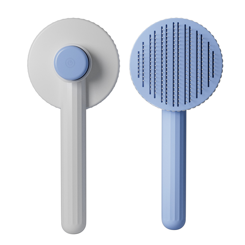 Peine autolimpiante para pelo de mascotas, de plástico, para quitar pelo de gato, lavable, cepillo flotante para pelo de perro. 2