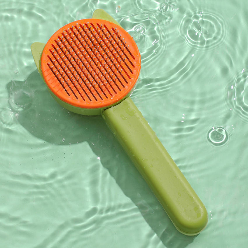 Self-cleaning pet hair comb plastic cat fur remover comb washable dog floating hair brush 14
