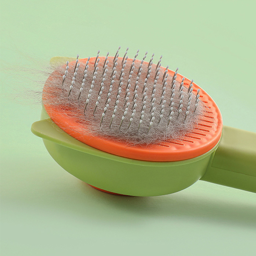 Self-cleaning pet hair comb plastic cat fur remover comb washable dog floating hair brush 12