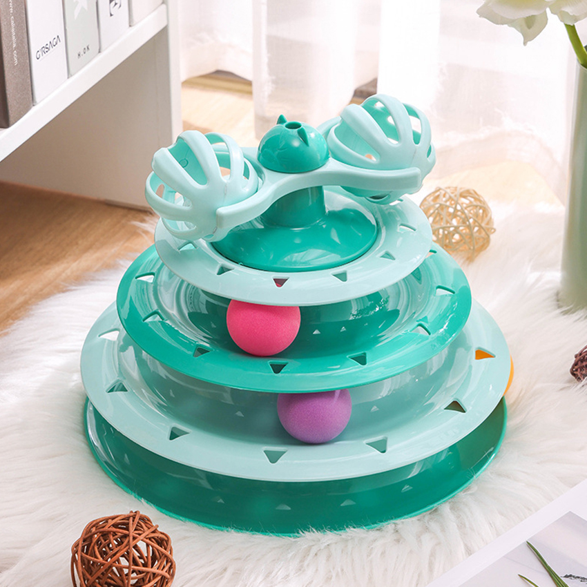Cat Tower Toy 4 Level Pet Puzzle Ball Toy With Cat Teaser Manufacturer | Roadreign 7