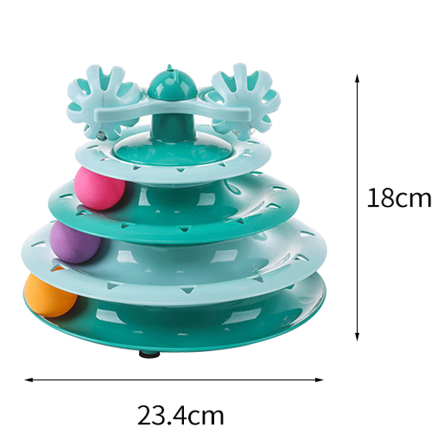 Cat Tower Toy 4 Level Pet Puzzle Ball Toy With Cat Teaser Manufacturer | Roadreign 9