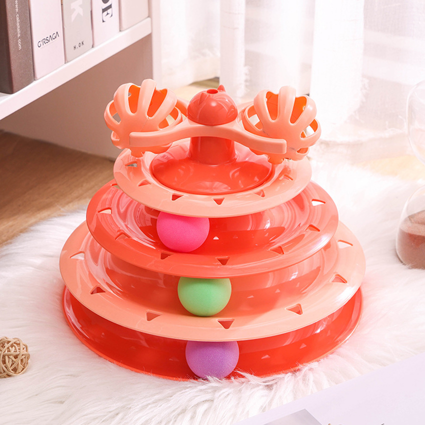 Cat Tower Toy 4 Level Pet Puzzle Ball Toy With Cat Teaser Manufacturer | Roadreign 13