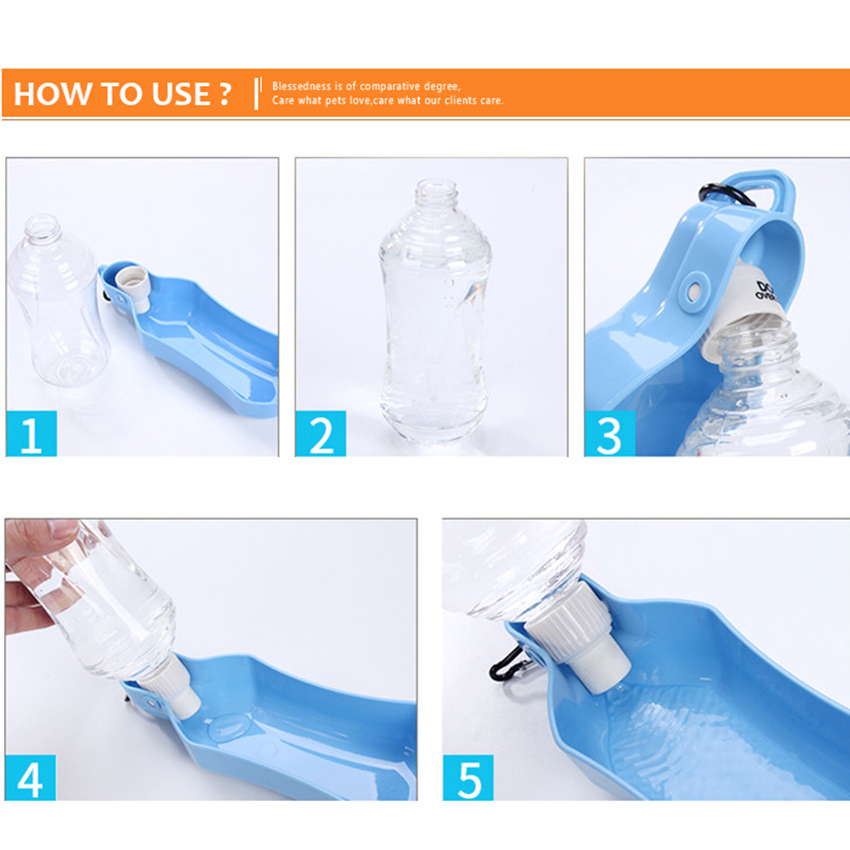 500mL Portable Plastic Dog Water Bottle For Pet Walking 12