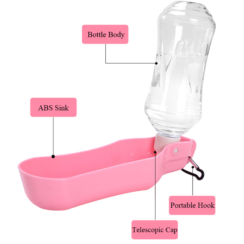 500mL Portable Plastic Dog Water Bottle For Pet Walking 11
