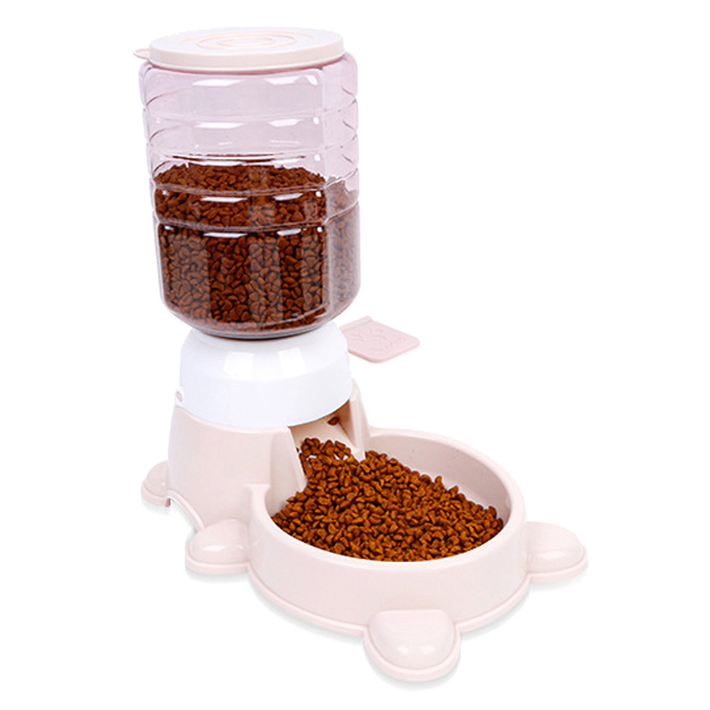 Automated pet feeding bowl press-button type plastic dog food dispenser 7