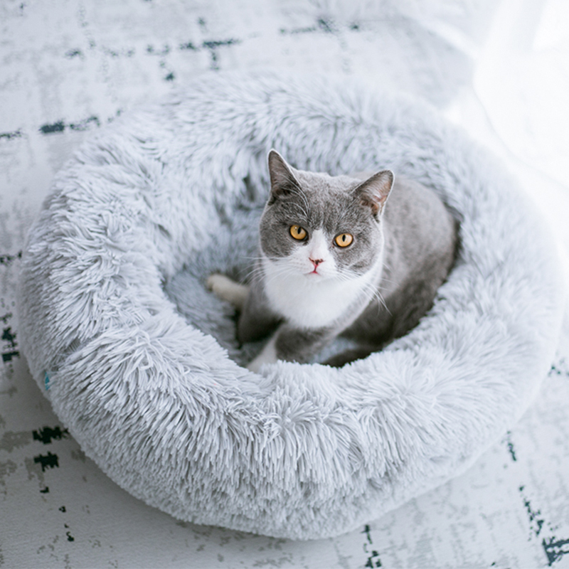 Lit rond confortable pour chat, matelas profond en coton PP doux pour chien 1