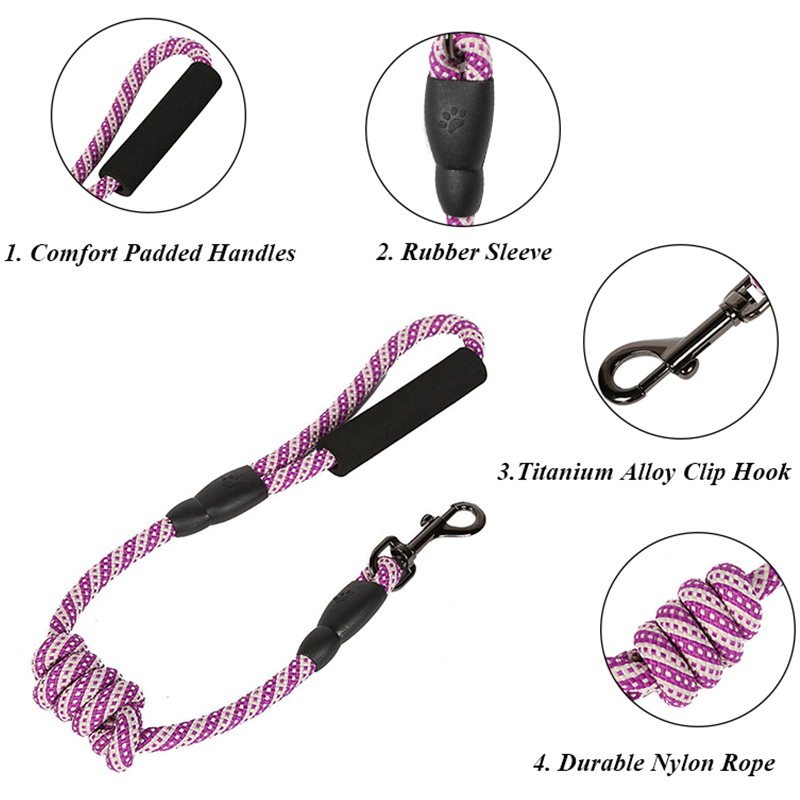 Customized durable Nylon dog leash 120CM pet walking rope manufacturers From China | Roadreign 8
