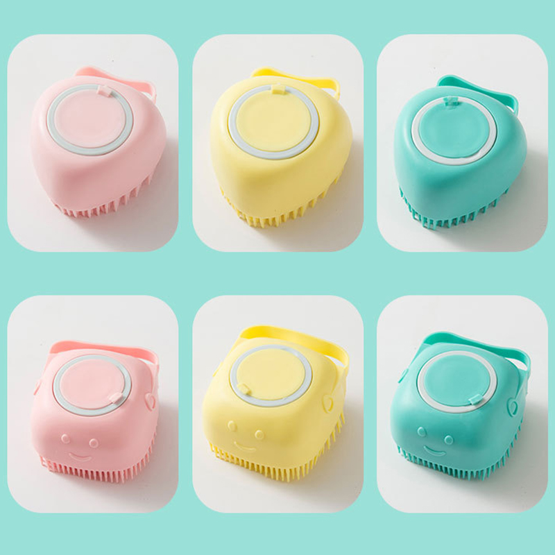 Dog Bath Brush Pet Massage Brush Shampoo Dispenser Soft Silicone Cat Grooming Cleaning Brush 10