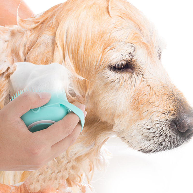 Dog Bath Brush Pet Massage Brush Shampoo Dispenser Soft Silicone Cat Grooming Cleaning Brush 9