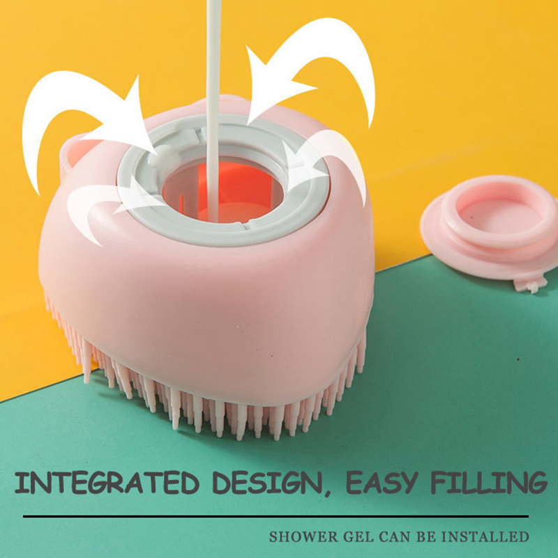 Dog Bath Brush Pet Massage Brush Shampoo Dispenser Soft Silicone Cat Grooming Cleaning Brush 12