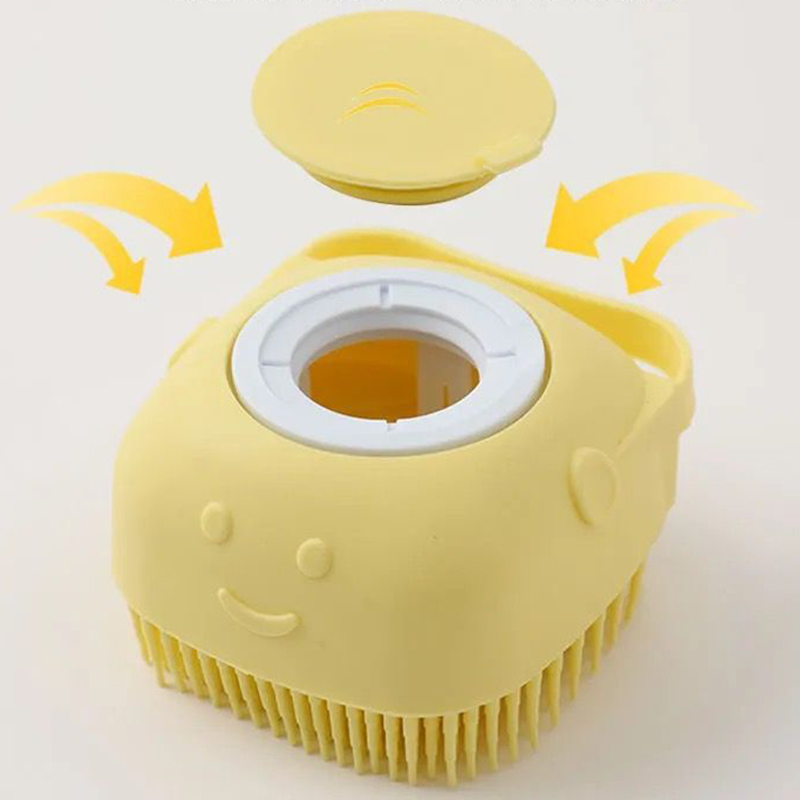 Dog Bath Brush Pet Massage Brush Shampoo Dispenser Soft Silicone Cat Grooming Cleaning Brush 14