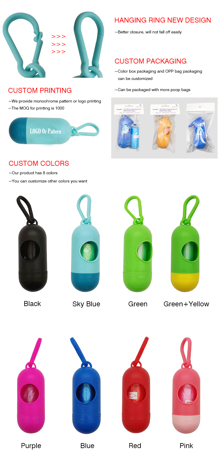 ROADREIGN - High Quality Eco-Friendly Pill Shaped Plastic Pet Waste Bag Dispenser All Products 9