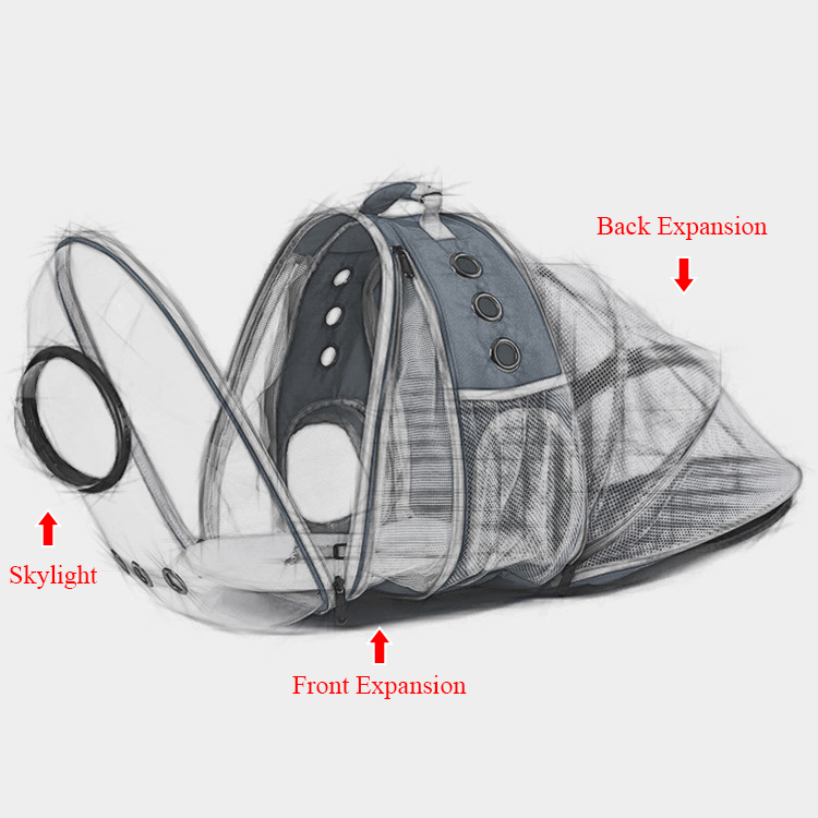 New Design Expandable Transparent Plastic Pet Carrier Backpack Bag