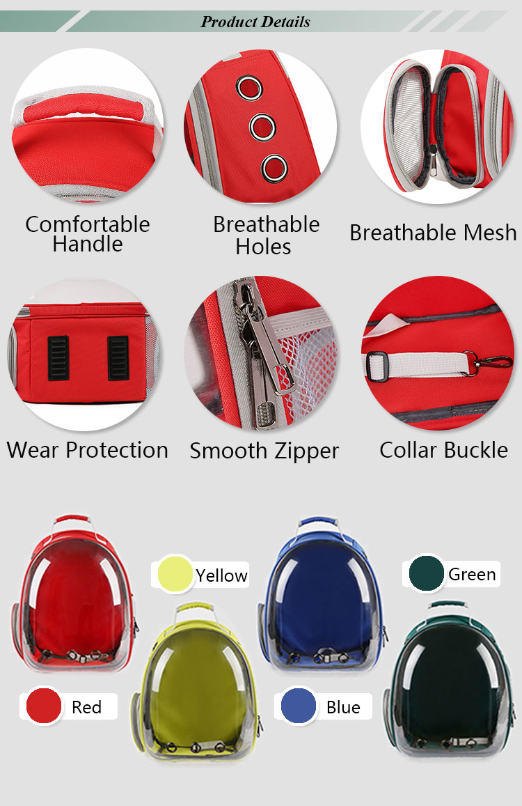 New Design Expandable Transparent Plastic Pet Carrier Backpack Bag