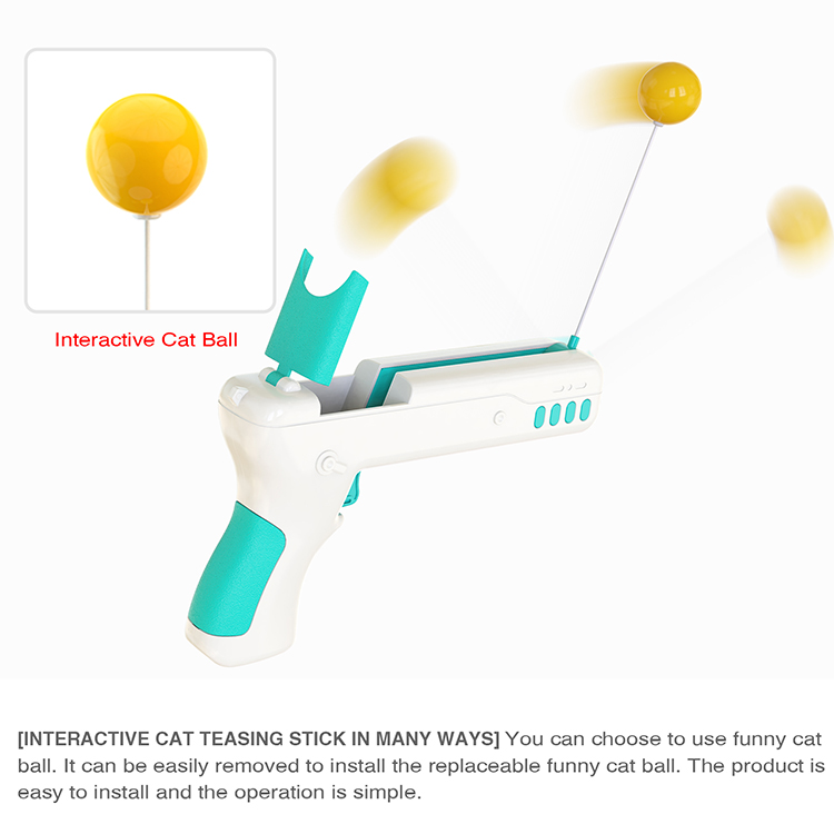 ROADREIGN - Hot Selling New Release Cat Toy Gun Plastic Stick Interactive Cat Teaser Toy Pet Toys 6