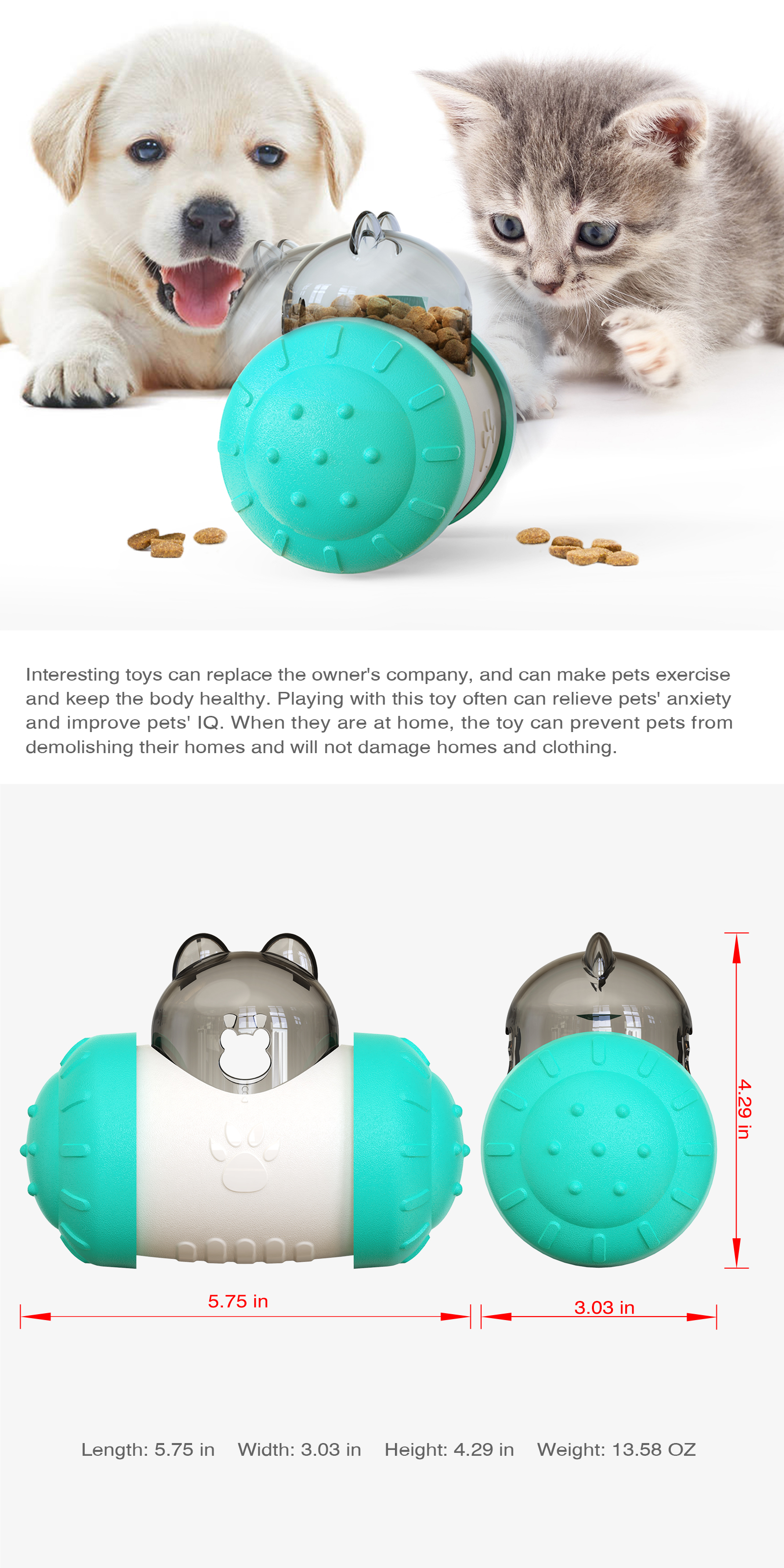 ROADREIGN - Custom Plastic Pet Slow Feeder Dog Food Dispensing Toy All Products 14