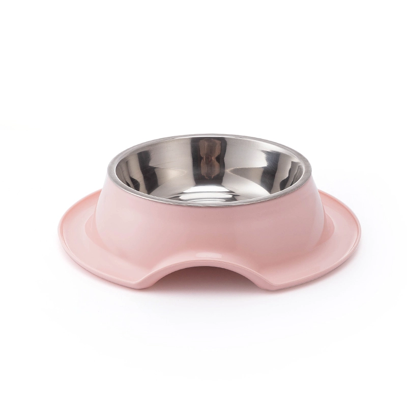 ROADREIGN - High Quality Round Stainless Steel Dog Bowl With Non-Slip Plastic Mat Pet Bowls 1