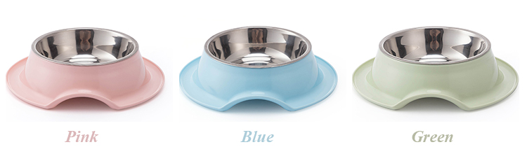 ROADREIGN - High Quality Round Stainless Steel Dog Bowl With Non-Slip Plastic Mat Pet Bowls 11