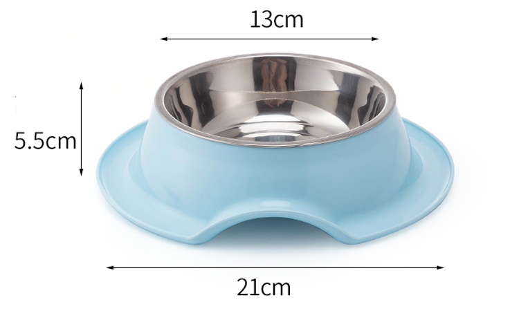 ROADREIGN - High Quality Round Stainless Steel Dog Bowl With Non-Slip Plastic Mat Pet Bowls 12
