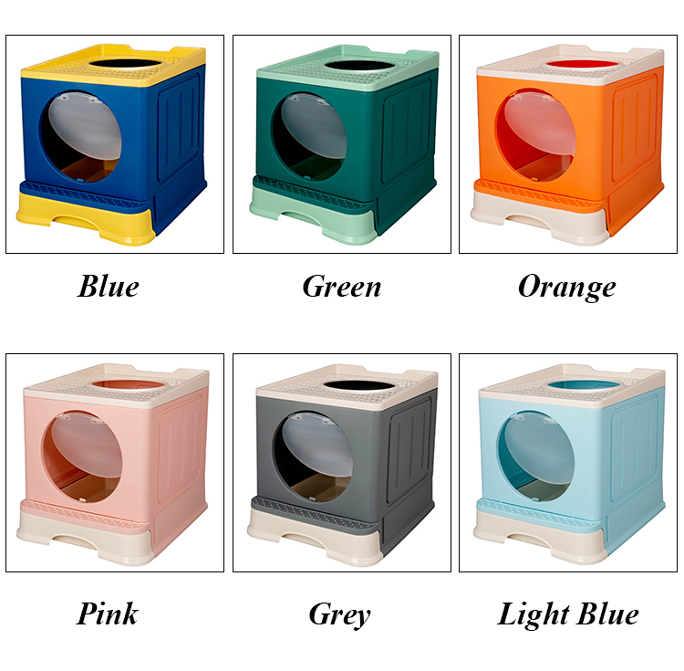 ROADREIGN - New Design Foldable Closed Cat Toilet Plastic Cat Litter Box All Products 6