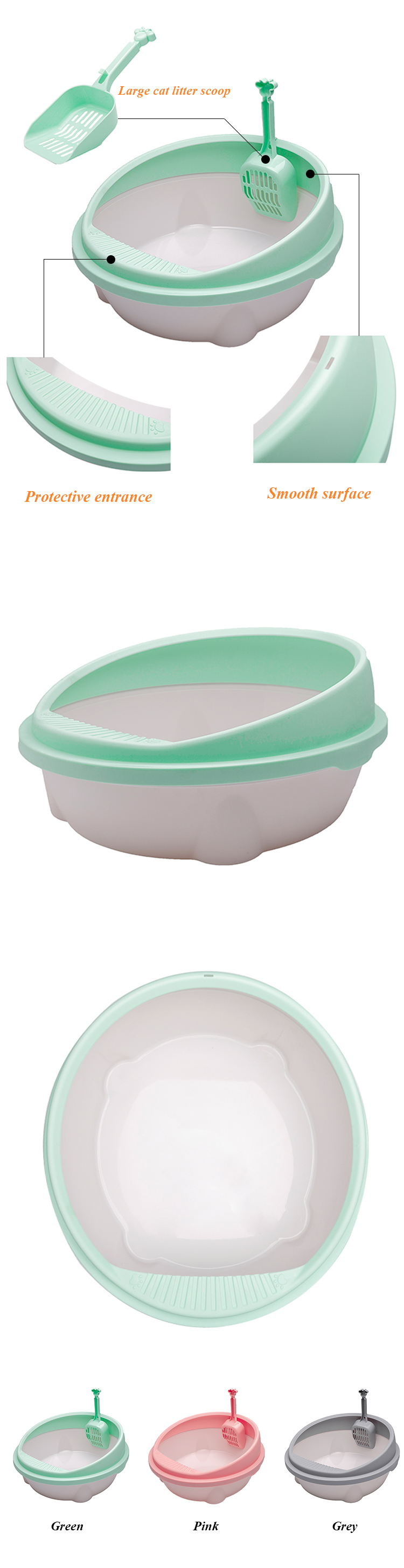 ROADREIGN - New Design Cat Toilet Plastic Cat Sand Box , Cat Toilet , Cat Litter Box Pet Toilets 9
