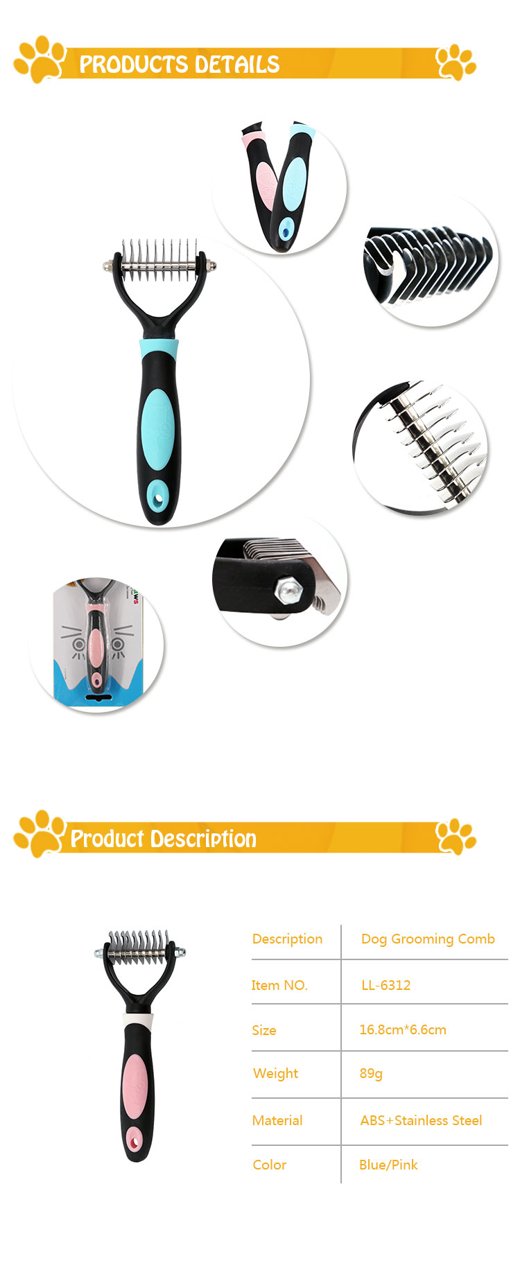 ROADREIGN - Factory Price Wholesale Stainless Steel Cat Hair Dog Shedding Brush All Products 9