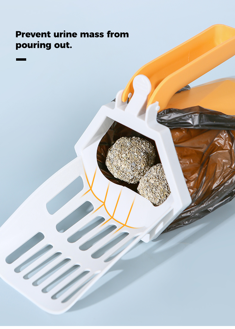 Plastic Cat Litter Scoop Fast Cat Poop Cleaning Hollow Cat Sand Shovel With Poop Bag 13