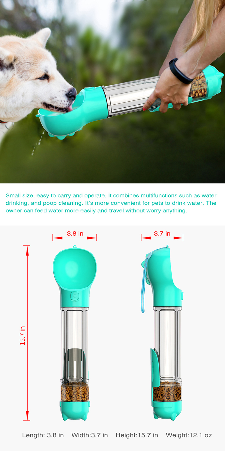 Pet Outdoor Travel Multifunctional Plastic Portable Dog Water Bottle With Poop Shovel