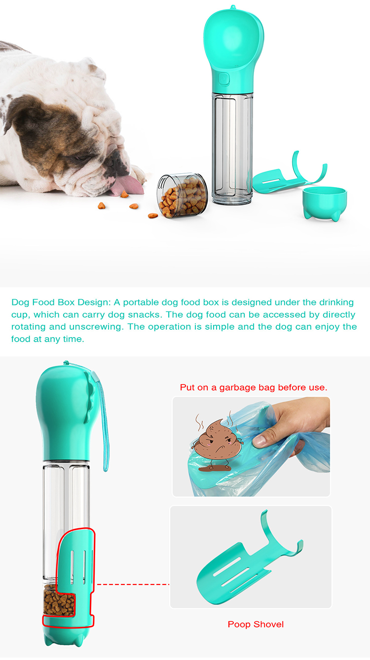 Pet Outdoor Travel Multifunctional Plastic Portable Dog Water Bottle With Poop Shovel