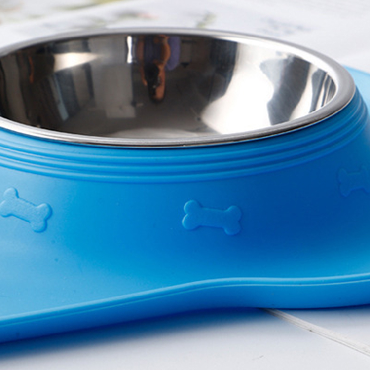 ROADREIGN - Double Pet Food Bowls Foldable Stainless Steel Dog Bowls With Silicone Mat Pet Bowls 5