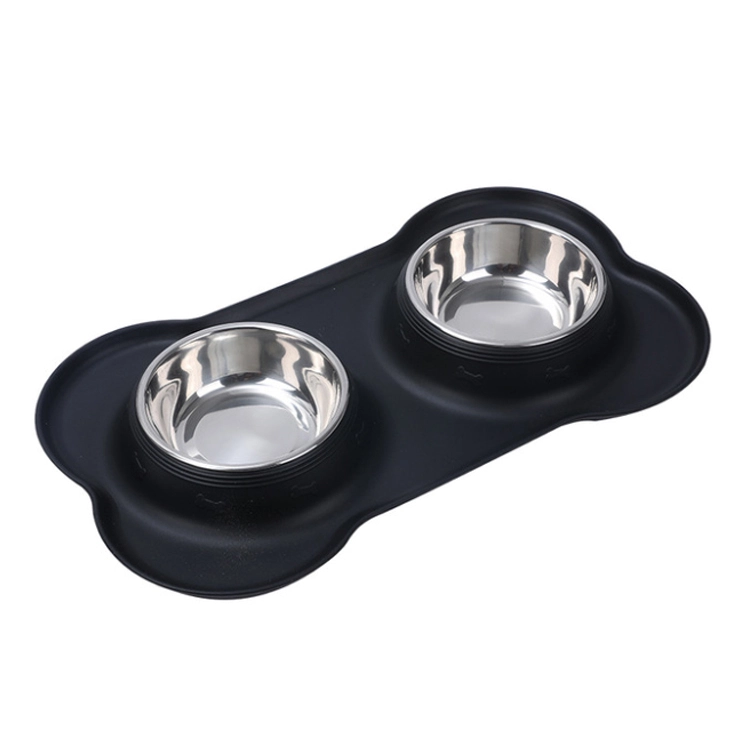 ROADREIGN - Wholesale Stainless Steel Dog Water Bowl Double Pet Bowls With No-slip Silicone Mat All Products 1