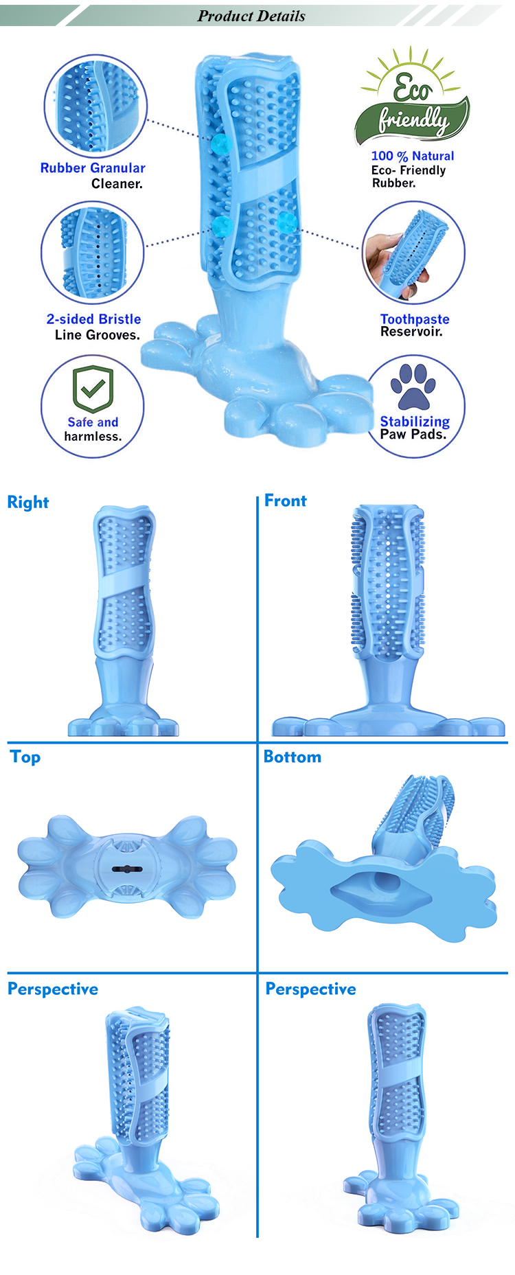 ROADREIGN - Amazon Hot Selling Rubber Dog Tooth Brush Cleaner For Dog Tooth Cleaning All Products 10