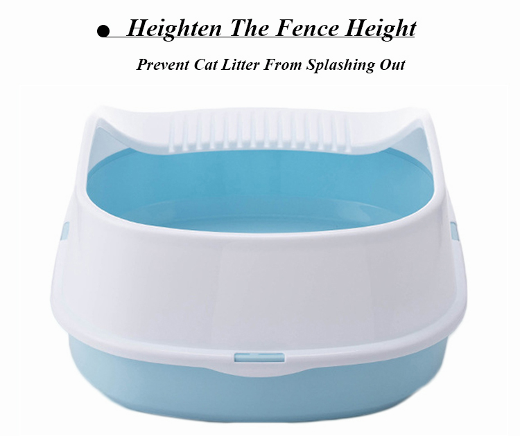 ROADREIGN - Big Space Semi Enclosed Cat Sand Toilet Plastic Cat Litter Box With Scoop Pet Toilets 10