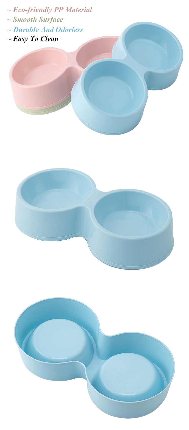 ROADREIGN - Eco-Friendly Plastic Slip Design Double Pet Dog Water And Food Bowl Pet Bowls 10