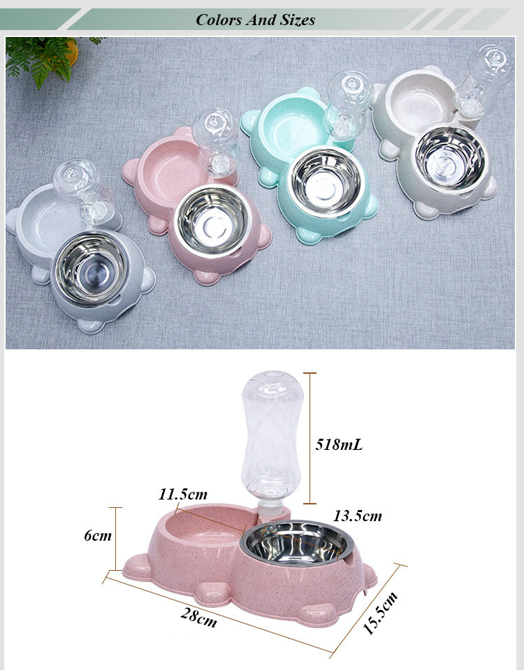 ROADREIGN - Amazon Hot Selling Plastic Double Pet Bowl Pet Bowls 10