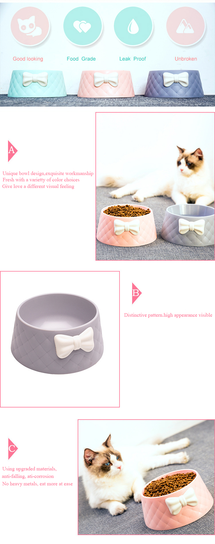 ROADREIGN - Wholesale New Design Lovely Plastic Pet Dog Bowl Pet Bowls 9