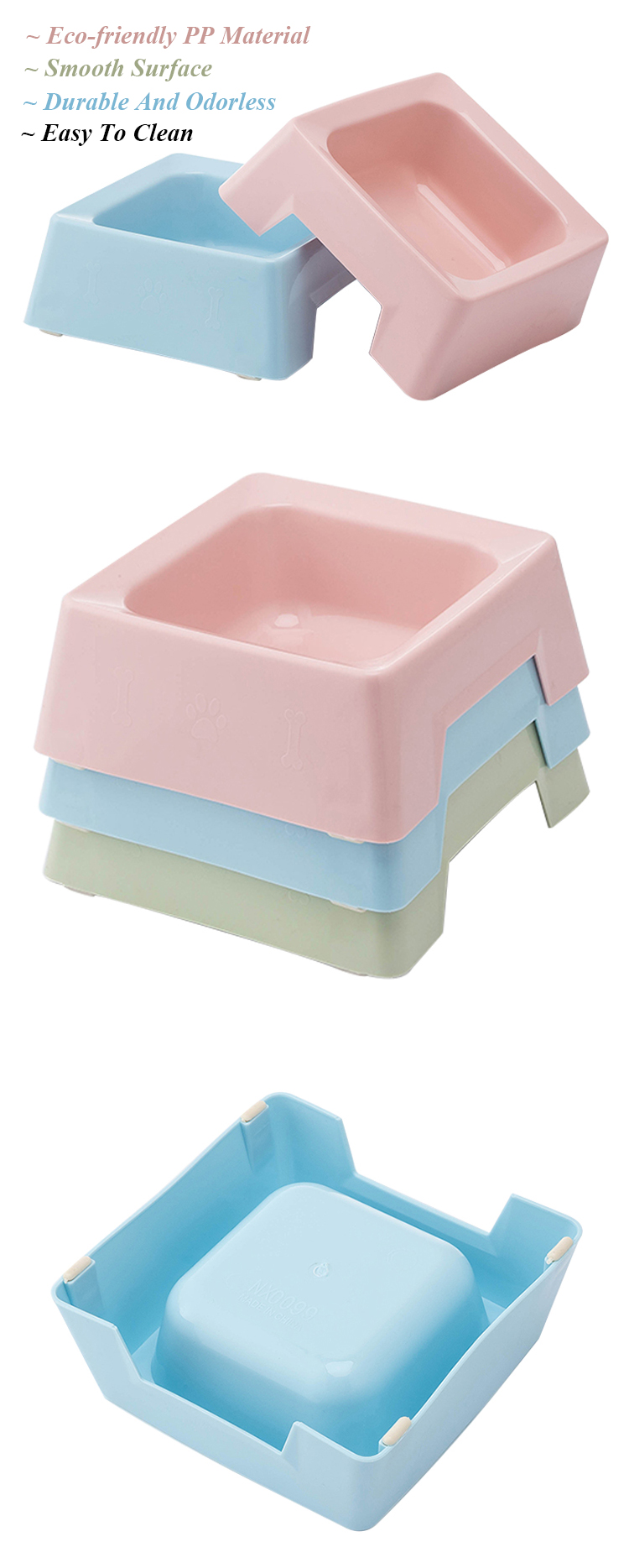 ROADREIGN - Wholesale New Colors Pet Dog Plastic Food Bowl Pet Bowls 10