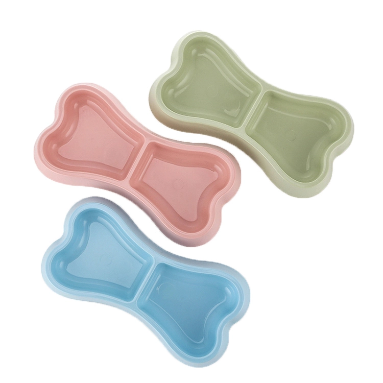 ROADREIGN - Chinese Pet Products Supplier Bone Shaped Double Plastic Dog Bowl Pet Bowls 1