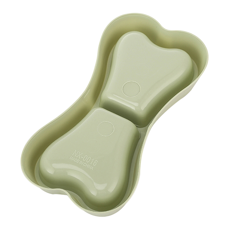 ROADREIGN - Proveedor chino de productos para mascotas. Cuenco doble de plástico con forma de hueso para perros. 6