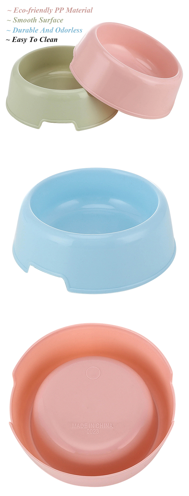 Custom New Colors Round Shape Pet Feeding Plastic Dog Bowl