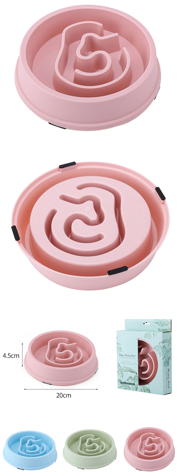 New Design Pet Dog Slow Feeder Plastic Bowl