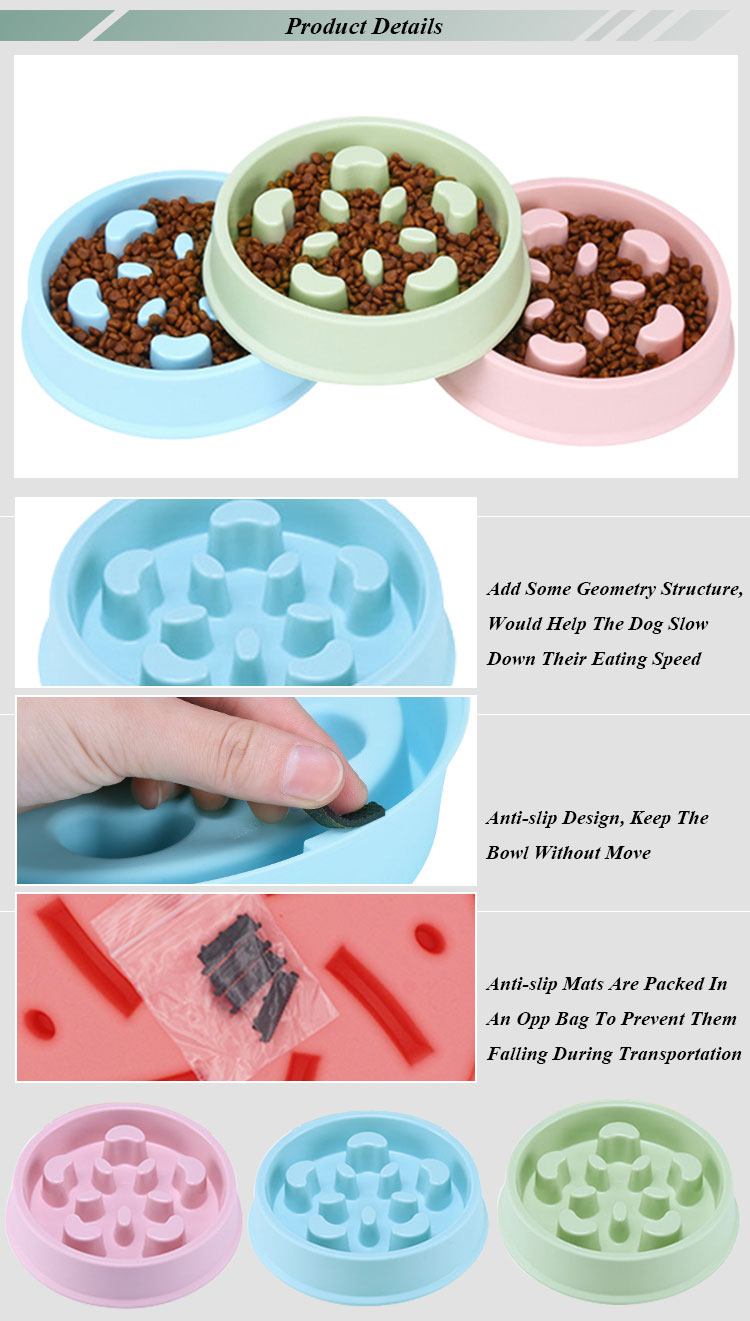 Wholesale Customed Print Plastic Pet Slow Feeder Dog Bowl