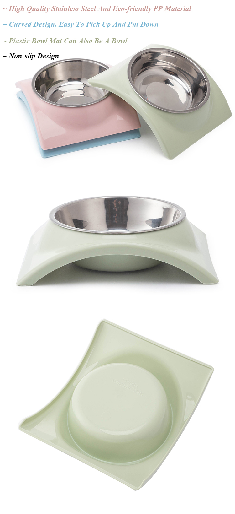 ROADREIGN - Wholesale Plastic Bottom High Quality Stainless Steel Dog Bowl Pet Bowls 10