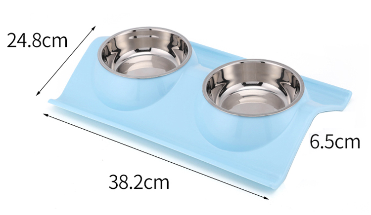 ROADREIGN - Hot Selling Double Stainless Steel Elevated Raised Pet Bowl With Plastic Bowl Mat Pet Bowls 12