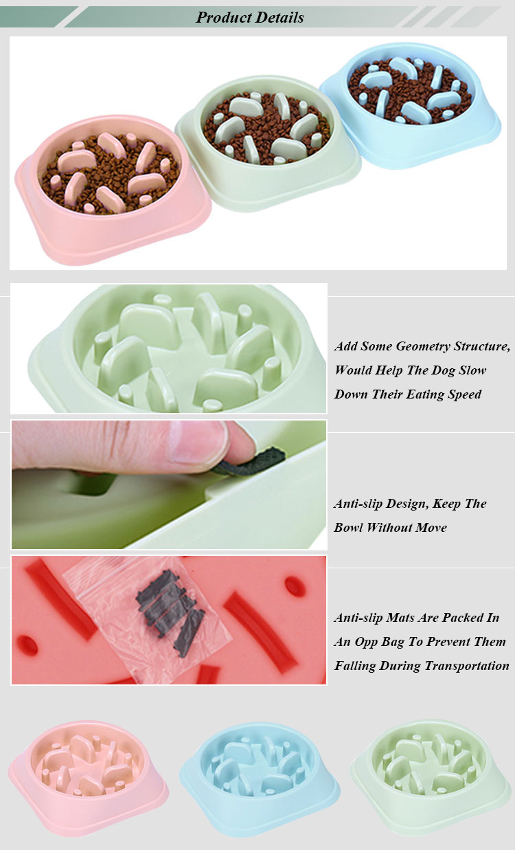 ROADREIGN - Amazon Hot Selling Dog Food Bowl, Eco-Friendly Plastic Slow Feeder Dog Bowl Pet Bowls 10